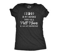 Crazy Dog Tshirts - Womens In My Defense There Was A Full Moon and I Was Left Unsupervised Tshirt (Heather Black) - XXL - Camiseta para Mujer