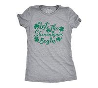 Crazy Dog Tshirts - Womens Let The Shenanigans Begin Funny Saint Patricks Day Saying T-Shirt Clover (Light Heather Grey) - 3XL - Camiseta para Mujer