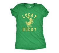 Crazy Dog Tshirts - Womens Lucky Ducky Tshirt Funny Saint Patrick's Day Parade Beer Drinking St. Paddy's Novelty tee For Ladies (Heather Green) - 3XL - Camiseta para Mujer