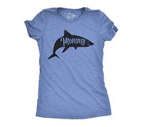Crazy Dog Tshirts - Womens Mommy Shark T Shirt Cute Mom Gift Funny Mama Family Cute Mothers Day tee (Heather Light Blue) - XXL - Camiseta para Mujer