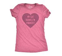 Crazy Dog Tshirts - Womens My Cat Thinks I'm Purrfect Tshirt Funny Crazy Cat Lady Valentines Day tee (Heather Pink) - S - Camiseta para Mujer