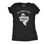 Crazy Dog Tshirts - Womens My Favorite Spirit Whiskey Tshirt Funny Halloween Ghost Drinking Party tee (Heather Black) - L - Camiseta para Mujer
