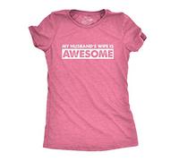 Crazy Dog Tshirts - Women's My Husband's Wife Is Awesome T Shirt Funny Valentines Day tee For Women (Pink) - 3XL - Camiseta para Mujer