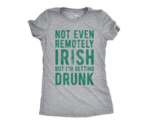 Crazy Dog Tshirts - Womens Not Even Remotely Irish But Im Drunk T Shirt St Funny Saint Patricks Day (Light Heather Grey) - M - Camiseta para Mujer