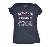 Crazy Dog Tshirts - Womens The Element of Freedom T-Shirt America 4th of July tee (Heather Navy) - XL - Camiseta para Mujer