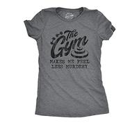 Crazy Dog Tshirts - Womens The Gym Makes Me Feel Less Murdery T Shirt Funny Sarcastic Work out Exercise Graphic Novelty tee For Ladies (Dark Heather Grey) - 3XL - Camiseta para Mujer