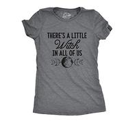 Crazy Dog Tshirts - Womens There's A Little Witch In All of Us Tshirt Funny Halloween tee (Dark Heather Grey) - 3XL - Camiseta para Mujer