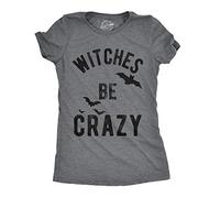 Crazy Dog Tshirts - Womens Witches Be Crazy Tshirt Funny Halloween Party tee For Ladies (Dark Heather Grey) - 3XL - Camiseta para Mujer