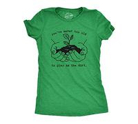 Crazy Dog Tshirts - Womens Youre Never Too Old To Play In The Dirt Tshirt Funny Gardening tee (Heather Green) - 3XL - Camiseta para Mujer