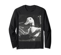 Crazy Duck Selfie tee Noir Escena del Crimen Divertido Juego de Palabras de Animales Manga Larga