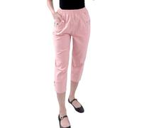 Crazy Fashion Ladies Capri Three Quarter Soft 3/4 Pantalones Ladies Stretch Short Pullover Pantalones Cortos de Cintura elástica Tallas Grandes Pantalones de Verano para Mujeres EUR (Pink, 24)