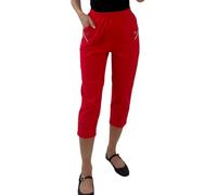 Crazy Fashion Ladies Capri Three Quarter Soft 3/4 Pantalones Ladies Stretch Short Pullover Pantalones Cortos de Cintura elástica Tallas Grandes Pantalones de Verano para Mujeres EUR (Red, 20)