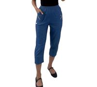 Crazy Fashion Ladies Capri Three Quarter Soft 3/4 Pantalones Ladies Stretch Short Pullover Pantalones Cortos de Cintura elástica Tallas Grandes Pantalones de Verano para Mujeres EUR (Denim Blue, 24)