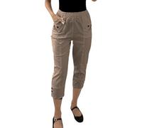 Crazy Fashion Pantalones Capri 3/4 Suaves para Mujer EUR 36-50 (Brown, 24)