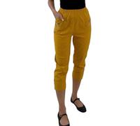 Crazy Fashion Pantalones Capri 3/4 Suaves para Mujer EUR 36-50 (Mustard, 22)