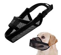 Crazy Felix Bozal de Nailon para Perros pequeños, medianos y Grandes, Malla de Aire Transpirable y bebible, bozal para Mascotas para Evitar mordeduras, lamidas y ladridos (Negro, M)