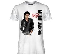 CRAZY FOR ROCK Michael Jackson Camiseta Oficial Bad. Camiseta unisex de algodón. Talla regular para adulto y joven, Color blanco., M