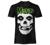 CRAZY FOR ROCK Misfits T Shirt Classic Skull. Camiseta Oficial Unisex. Maglia Regular de Algodón. Adulto Niño, Negro , M