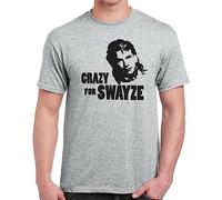 Crazy for Swayze Mens T-Tshirts Camisetas y Tops Funny 80s Movie Actor Humor Vintage Patrick Grey(Large)