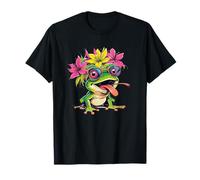 Crazy Frog Sapo Flores Gafas De Sol Lengua Atrapar Moscas Camiseta
