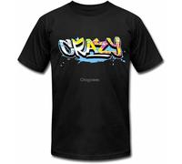 Crazy Graffiti Street Art Hip Hop Graphic Streetwear Unisex 100% Cotton Short-Sleeve T-Shirts Black S