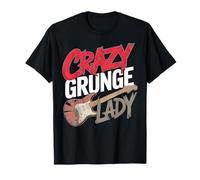 Crazy Grunge Lady Guitarra Eléctrica Música Rock Camiseta