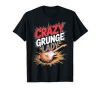 Crazy Grunge Lady Guitarra Eléctrica Música Rock Camiseta