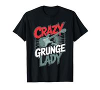 Crazy Grunge Lady Guitarra Eléctrica Música Rock Camiseta