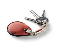 Crazy Horse Craft, AirTag Holder - Funda de piel curtida vegetal para AirTag, dije de bolsa hecho a mano, funda para rastreador GPS de equipaje, llavero, Rojo Fragola, 1.77 x 2.16 (4.5 x 5.5 cm)