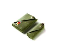 Crazy Horse Craft, Juego minimalista de cartera y llavero, marrón clásico, tarjetero, paquete de llaveros pequeños, estuche para tarjetas, kit de llavero, Verde alpino, Small - for keys up to 7.5 cm