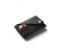 Crazy Horse Craft Monedero minimalista de cuero negro carbón, monedero, regalo para hombres y mujeres, Negro carbón., 1 x 11 x 7.5 cm, Minimalista
