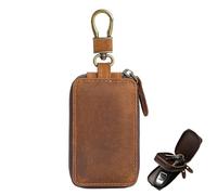 Crazy Horse Key Case: Bolsa De Llavero De Estilo Retro, Billetera De Bolsillo Múltiple Portátil | Construcción De Resistente A Rasguños Premium, Llave Segura De Doble Cremallera Y Soporte Para T