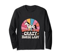 Crazy Horse Lady Retro Spotted Appaloosa Caballo Ecuestre Manga Larga