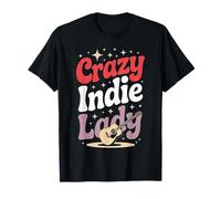 Crazy Indie Lady - Abanico de música para guitarra acústica Camiseta