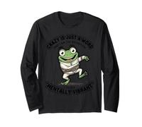 Crazy Is Just A Word Frog Straitjacket Mentalmente Vibrante GRAP Manga Larga