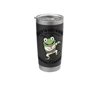 Crazy Is Just A Word Frog Straitjacket Mentalmente Vibrante Grap Vaso térmico de acero inoxidable de doble pared