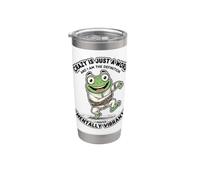 Crazy Is Just A Word Frog Straitjacket Mentalmente Vibrante Grap Vaso térmico de acero inoxidable de doble pared