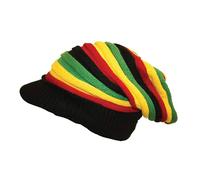 CRAZY LIZARD Gorro Rasta para rastas Bob Marley Sombreros Rasta y Accesorios para rastas Gorro Gorro de Jamaica para Hombre y Mujer con Pico Negro y Colores Rasta, Negro, Taille Unique