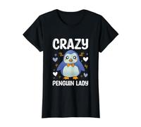 Crazy Penguin Lady, Divertida guardiana del zoológico Camiseta gráfica económica, Mujer, Negro, M