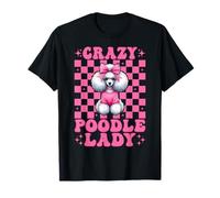 Crazy Poodle Lady Dog Girl Caniche Mom Coquette Bow Camiseta