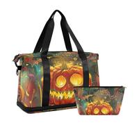 Crazy Pumpkin Lights - Bolsa de viaje grande con correa ajustable para viajes, gran capacidad, Luces de calabaza loca, 1 size