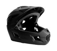 Crazy Safety Casco Bici Integral - Negro | para Bicicleta de montaña, BMX, monopatín | Casco Infantil 2 en 1 con mentonera Desmontable | Casco de Motocross Talla M 54-57 cm | Ligero y ventilado