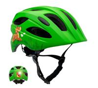 Crazy Safety Casco Bicicleta Niños | Casco para Niño de 6-12 Años Casco de Skate, Ciclismo, MTB, Patines, monopatín | Luz Trasera Recargable USB | Casco Ajustable 54-58 cm (Verde Ciervo)