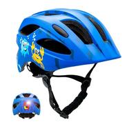 Crazy Safety Casco Bicicleta Para Niños 6-12 Años | Skate, Ciclismo, MTB, Patines, Monopatín | Luz Trasera Recargable USB | Ajustable 54-58 cm (Azul Océano)