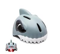 Crazy Safety Casco para Bicicleta para niños | Casco para niños de 2 a 7 años, Ideal para Bicicleta, monopatín, Patinete, Patines de Ruedas, Casco de Bicicleta 3D Ajustable 49-55 cm (tiburón Gris)