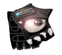 Crazy Safety Guantes de ciclismo negros para niños | Ojos reflectantes y palmas acolchadas | Talla S | Ideal para ciclismo, scooter y actividades al aire libre, Negro , S