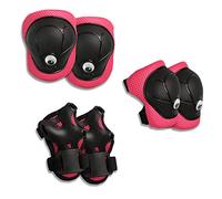 Crazy Safety Protecciones Patines para Niños | Set de Protecciones para Skate, Patines, Patinaje| Rodilleras | Muñequeras | Coderas | Kit de protección | Juego de Protectores para niños (Rosa)
