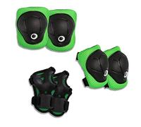 Crazy Safety Protecciones Patines para Niños | Set de Protecciones para Skate, Patines, Patinaje| Rodilleras | Muñequeras | Coderas | Kit de protección | Juego de Protectores para niños (Verde)