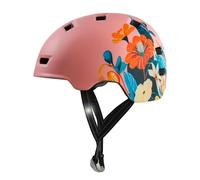 Crazy Safety Rampage Flor Rosa | Casco para Bici, Skateboard, Patines y Bicicletas BMX | Casco de Bicicleta para Hombres, Mujeres y niños | L (57-61cm) | Casco Ajustable Skater y Ciclistas