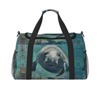 Crazy Save Manatee - Bolsas de noche con estampado de manatí para mujeres y hombres, bolsa de hombro para viajes, artículos esenciales de viaje, Negro -, Talla única